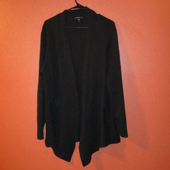Eileen Fisher Sweaters - Eileen Fisher Woman 2XL Black Long Sleeve Soie Cotton Wrap Cardigan